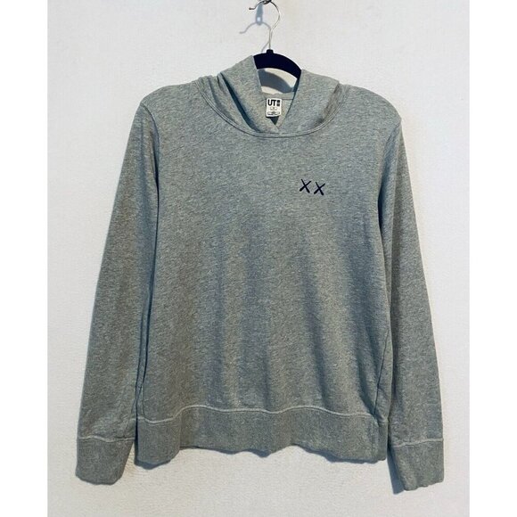 Kaws X Uniqlo X Sesame Street Hoodie Womens Medium Gray Sweatshirt Big Bird - Picture 1 of 7